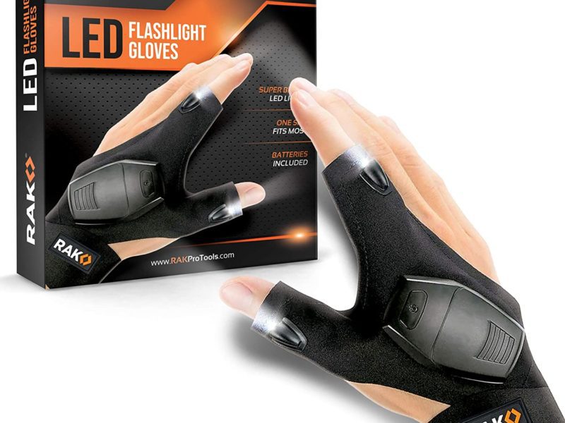 RAK LED Flashlight Gloves with AAA Batteries - Gadget Tool for Men, DIY Handyman, Father/Dad, Husband, Boyfriend, Him, Women