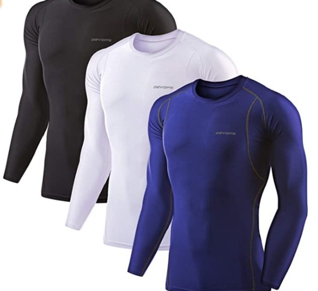 DEVOPS 2~3 Pack Men's Athletic Long Sleeve Compression Shirts
